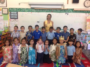 Kumu Derr's class get ready for their pizza party.