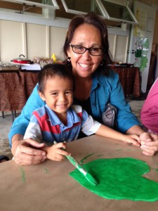 Every keiki got to paint their kalo leaf. 